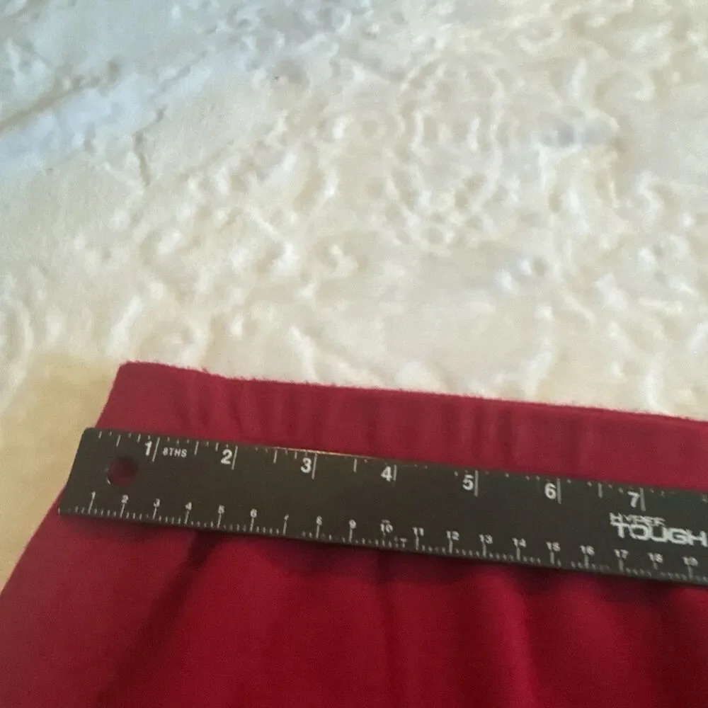 Leslie Fay Red Straight Skirt Sz L side Slit & elastic Waist